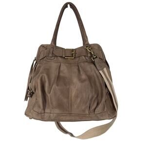 Dulce Leather Bohemian Slouchy Crossbody Satchel Taupe